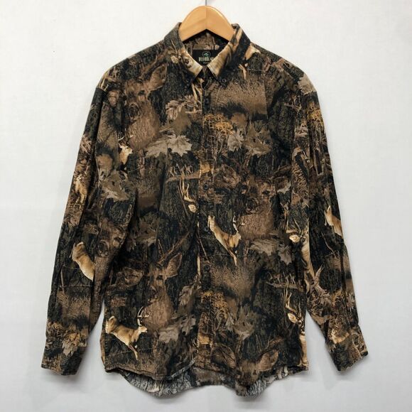 Red Head Men Long Sleeve Camo Camouflage Button Shirt Top Size Large B324 -5 - Picture 1 of 14